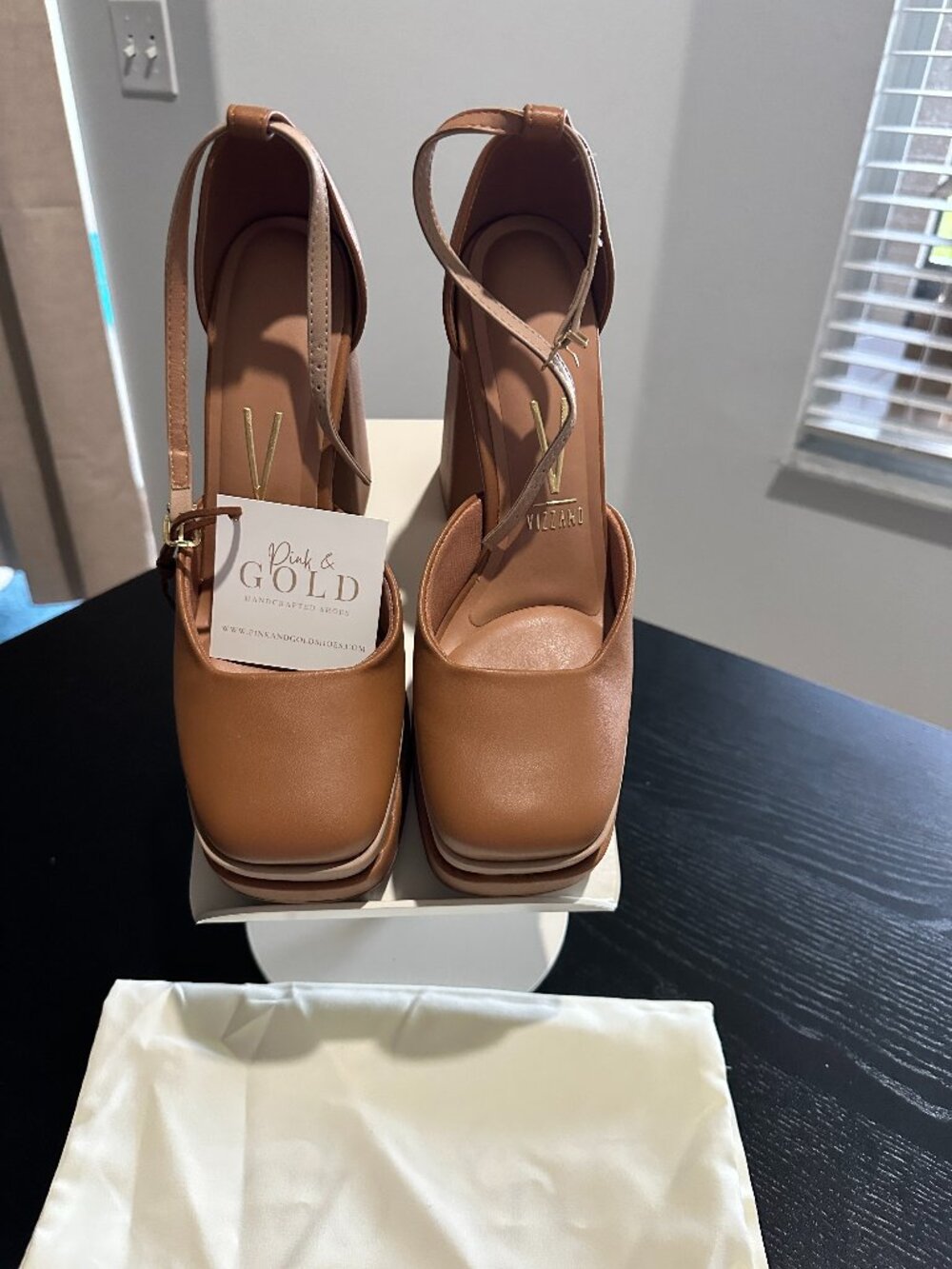 Vizzano Pelica Platform Block Heel Sandals Beige Nude Women’s US 8 EU 37